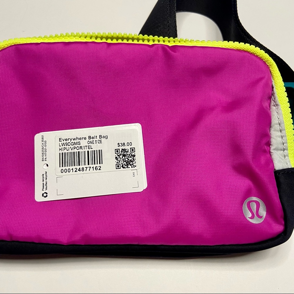 lululemon athletica Pink and Black Crossbody Belt Bag with Neon Trim - Picture 9 of 9